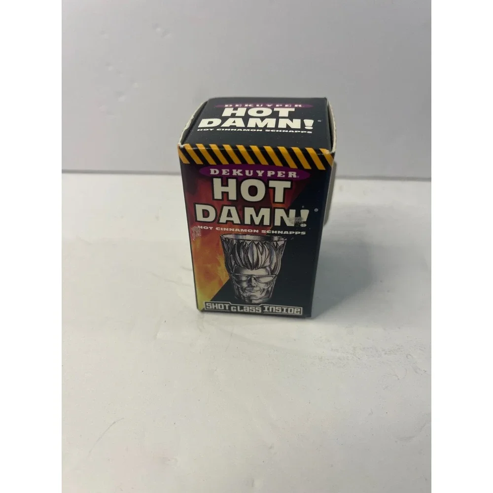 DeKuyper Hot Damn Hot Cinnamon Schnapps Face Shot Glass with Original Box